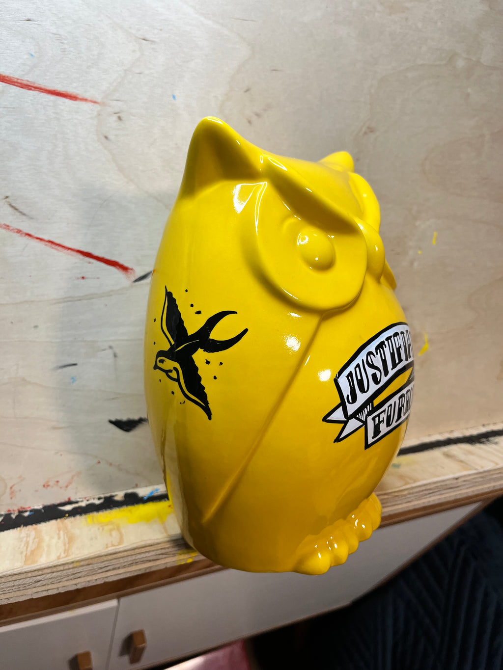 Justifiably Furious ~ Hand-Painted Ceramic Owl Art