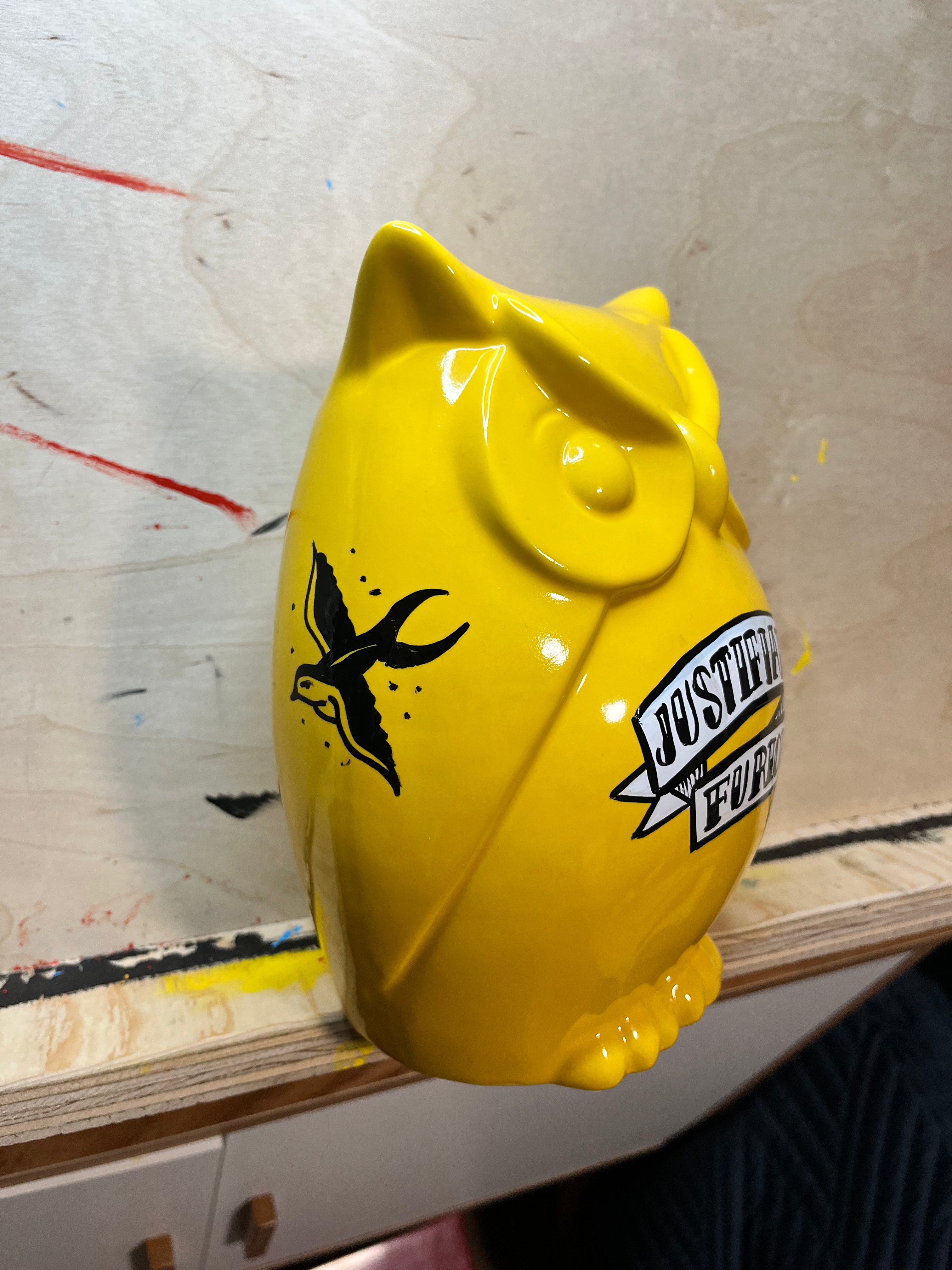 Justifiably Furious ~ Hand-Painted Ceramic Owl Art