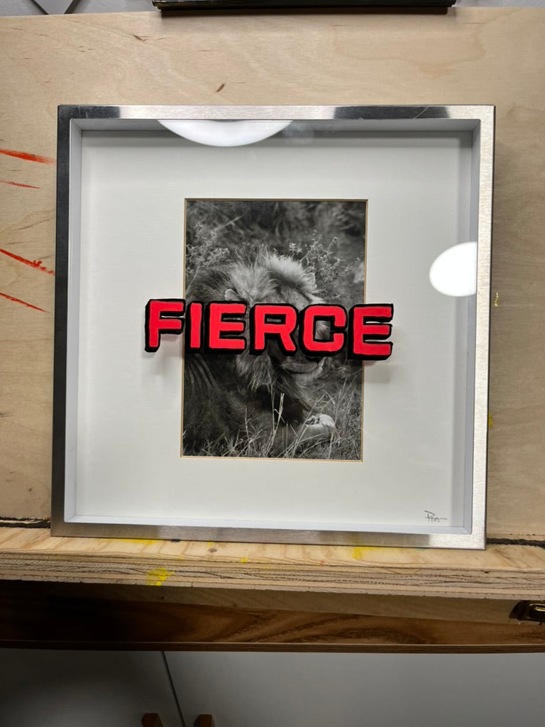 "Fierce" Framed Glass Painting
