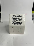 "This is Not a Whore House, It's a Whore Home" Hand-Painted Enamel Ceramic Tea Light Holder
