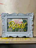 "Resist" — Hand-Painted Enamel on Glass | Framed Artwork