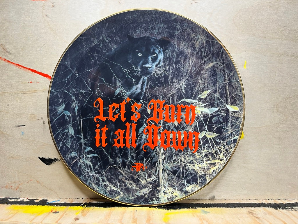 "Let's Burn it All Down" Hand-Painted Enamel Ceramic Plate