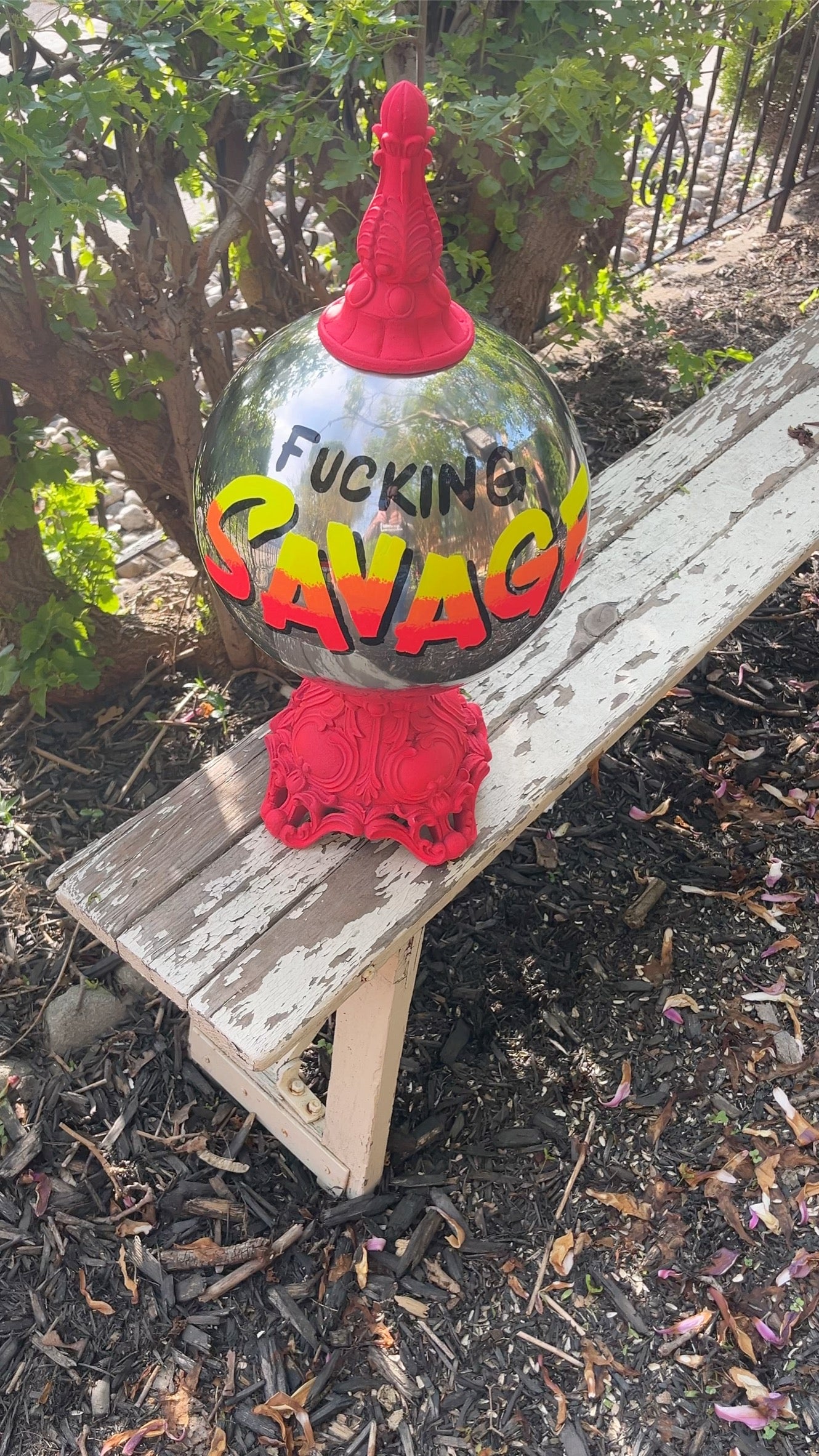 "F*cking Savage" Hand Painted Statement Sculpture — Butler Ball