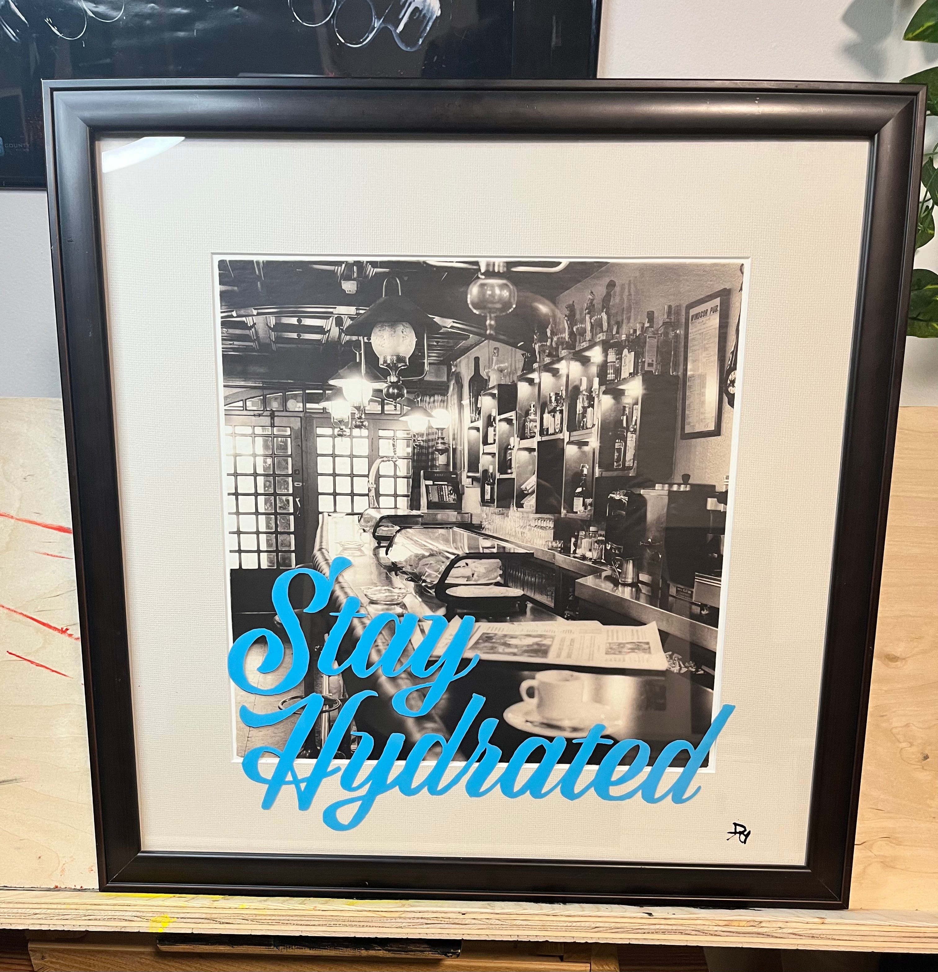 Stay Hydrated – Enamel on Glass Bar Art | 20×20