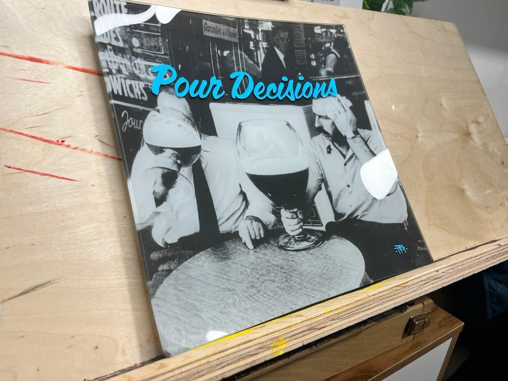 "Pour Decisions" Hand-Painted Enamel Large Glass Plate