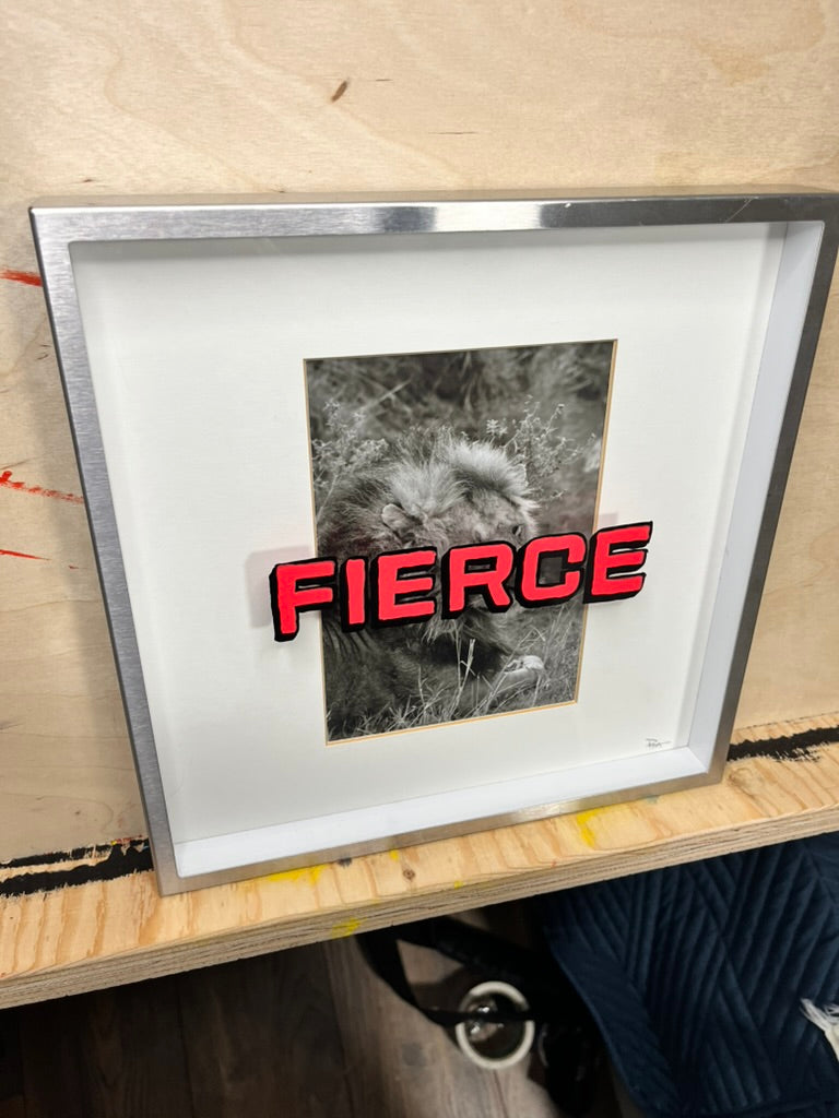 "Fierce" Framed Glass Painting