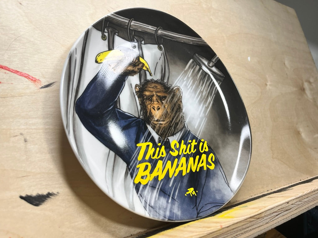 "This Shit is Bananas" Hand-Painted Enamel Ceramic Plate