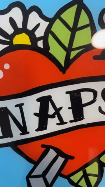 "Naps" — Hand-Painted Enamel on Glass Framed Artwork