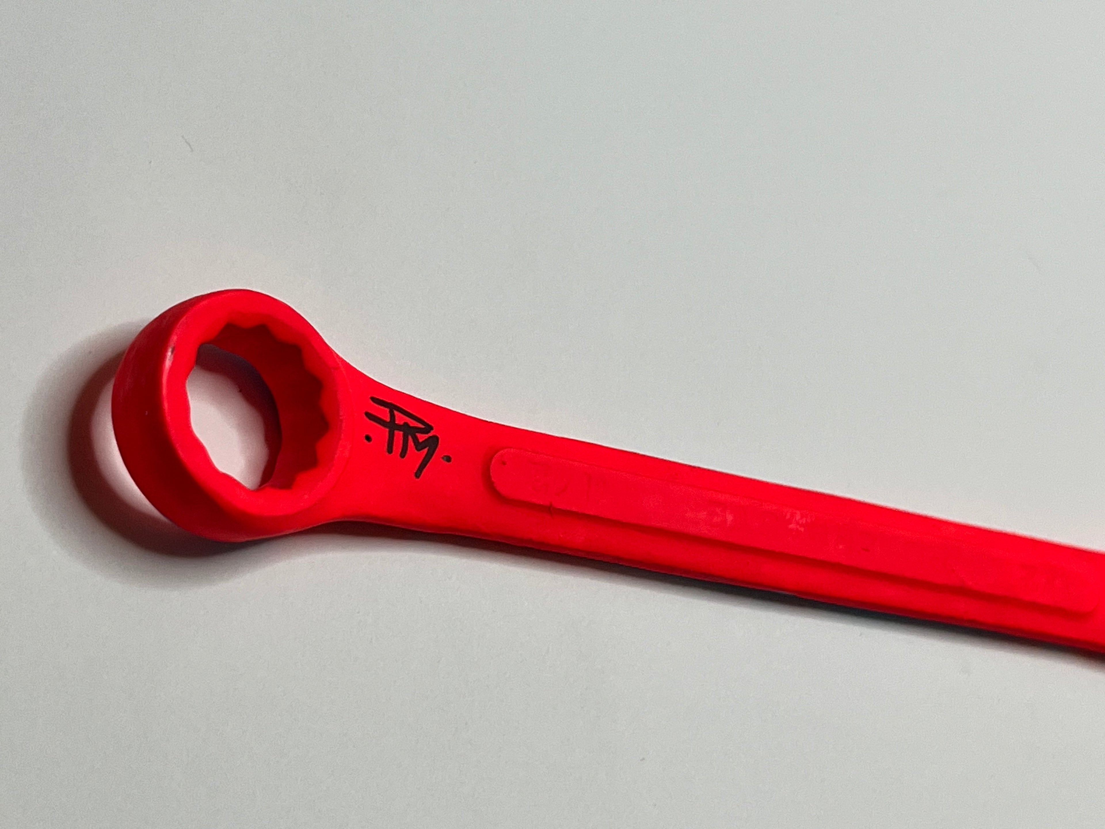 Dayglow Pinstriped 6" Wrench — Hand-Painted Enamel Industrial Art