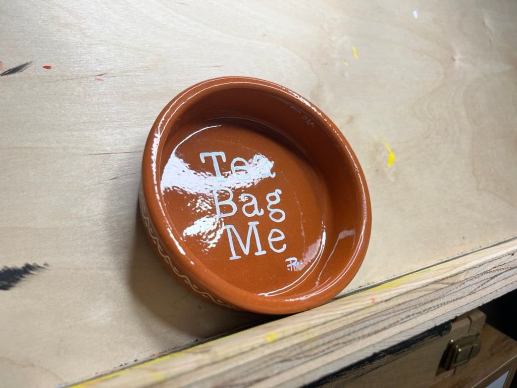 "Tea Bag Me" Hand-Painted Vintage Ceramic Dish
