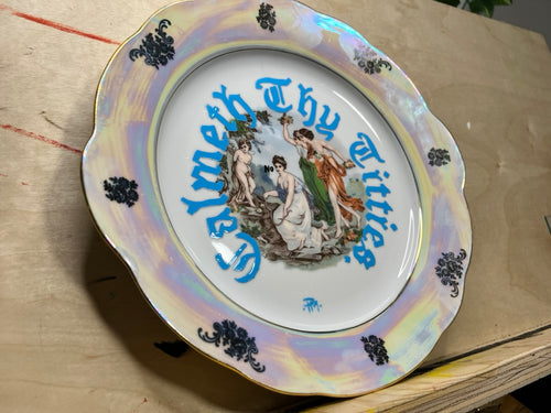 "Cometh Thy Titties" Hand-Painted Ceramic Plate