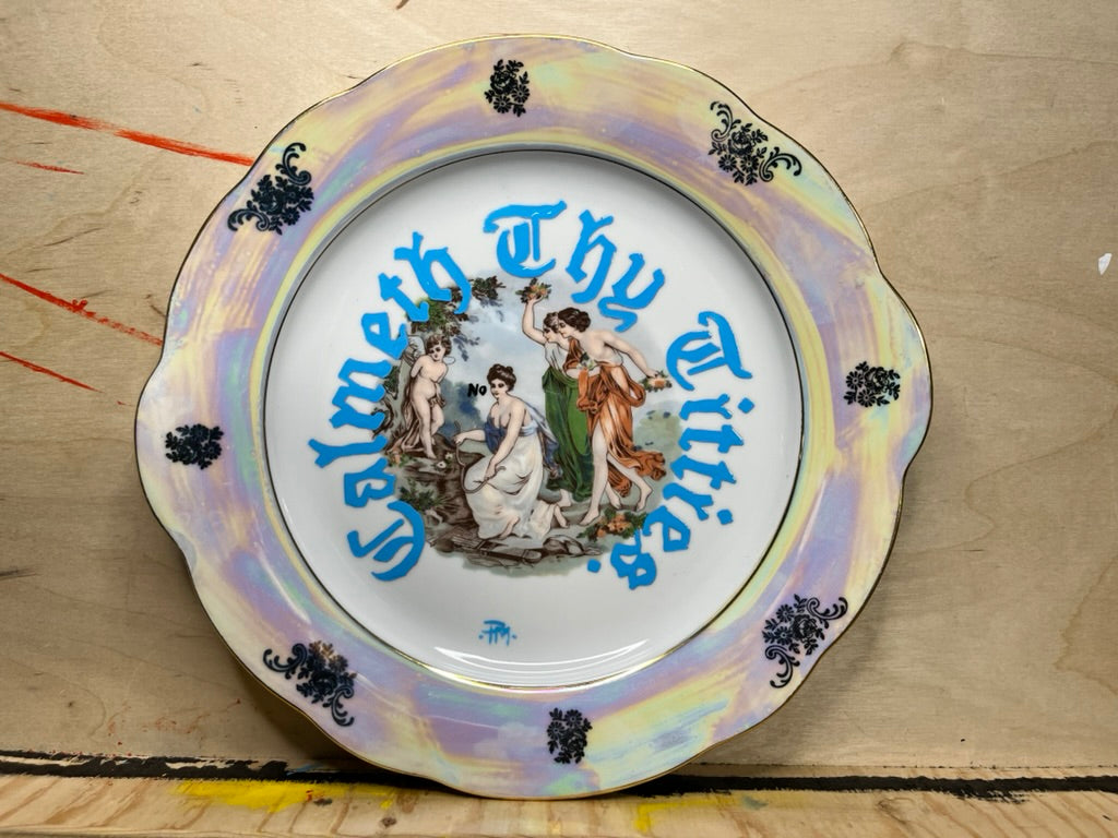 "Cometh Thy Titties" Hand-Painted Ceramic Plate